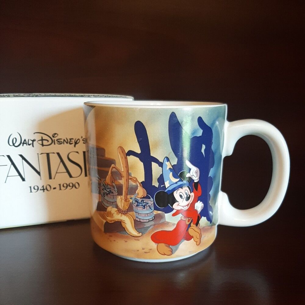 Vintage Walt Disney Fantasia Coffee Mug 1990 50th Anniversary with Box